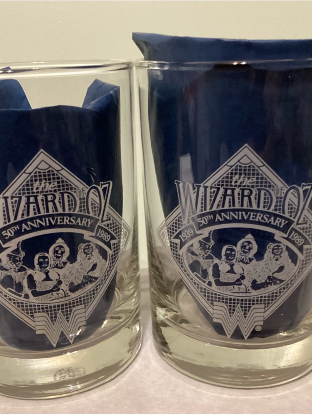 Two Vintage Whataburger Wizard of Oz 50th Anniversary Glasses